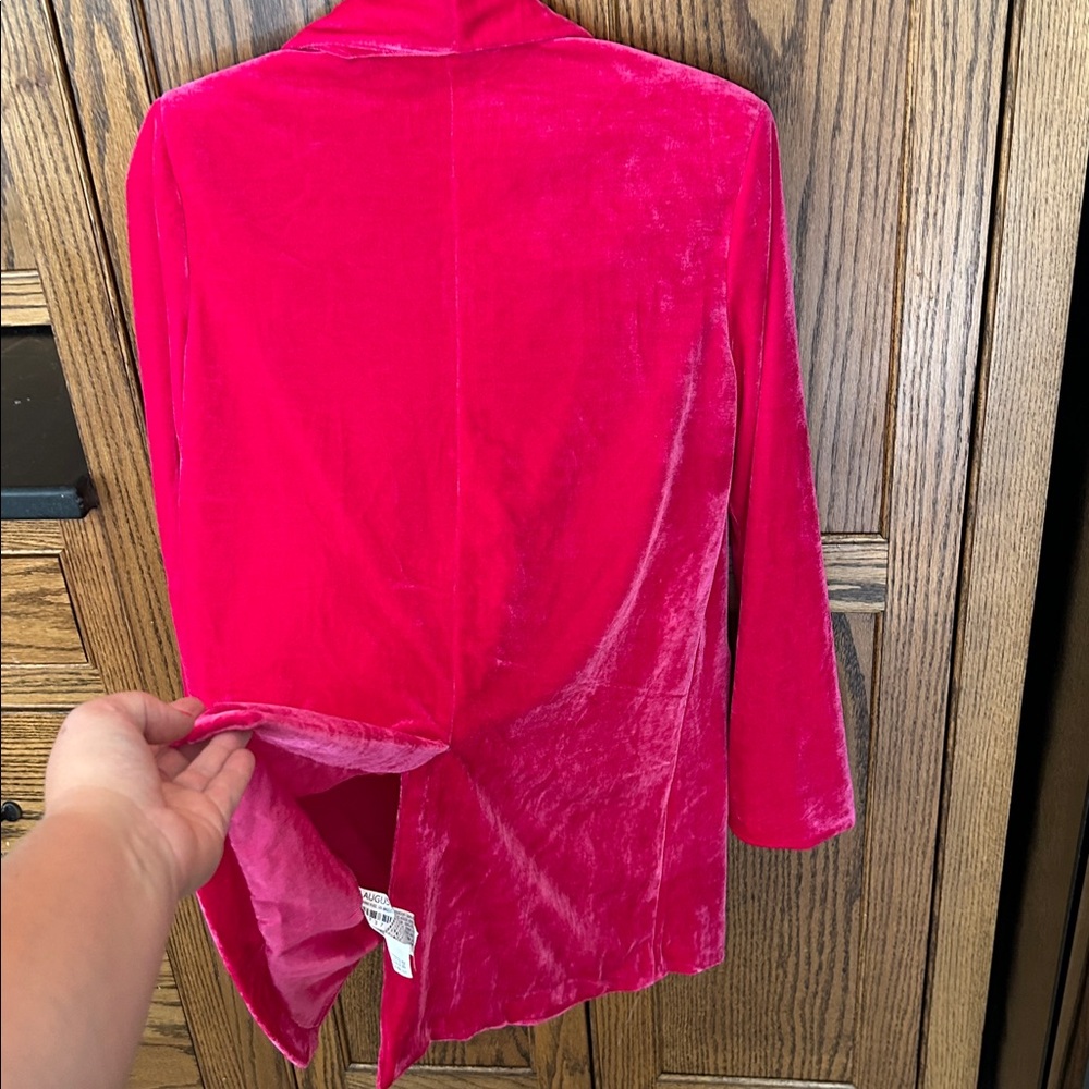 Vici x Gina Pink Velvet Chicest Pocketed Blazer in Fuchsia Hot Pink Longline XS - Picture 9 of 9